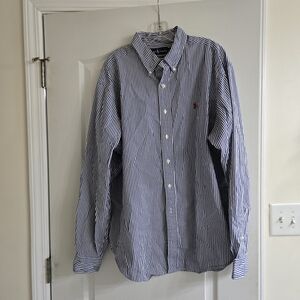 Classic Blue Striped Polo By Ralph Lauren Men's Collared Shirt Size 2XL
